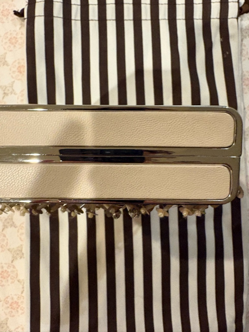 Henri Bendel clay colored embellished metallic clutch purse - Picture 10 of 11